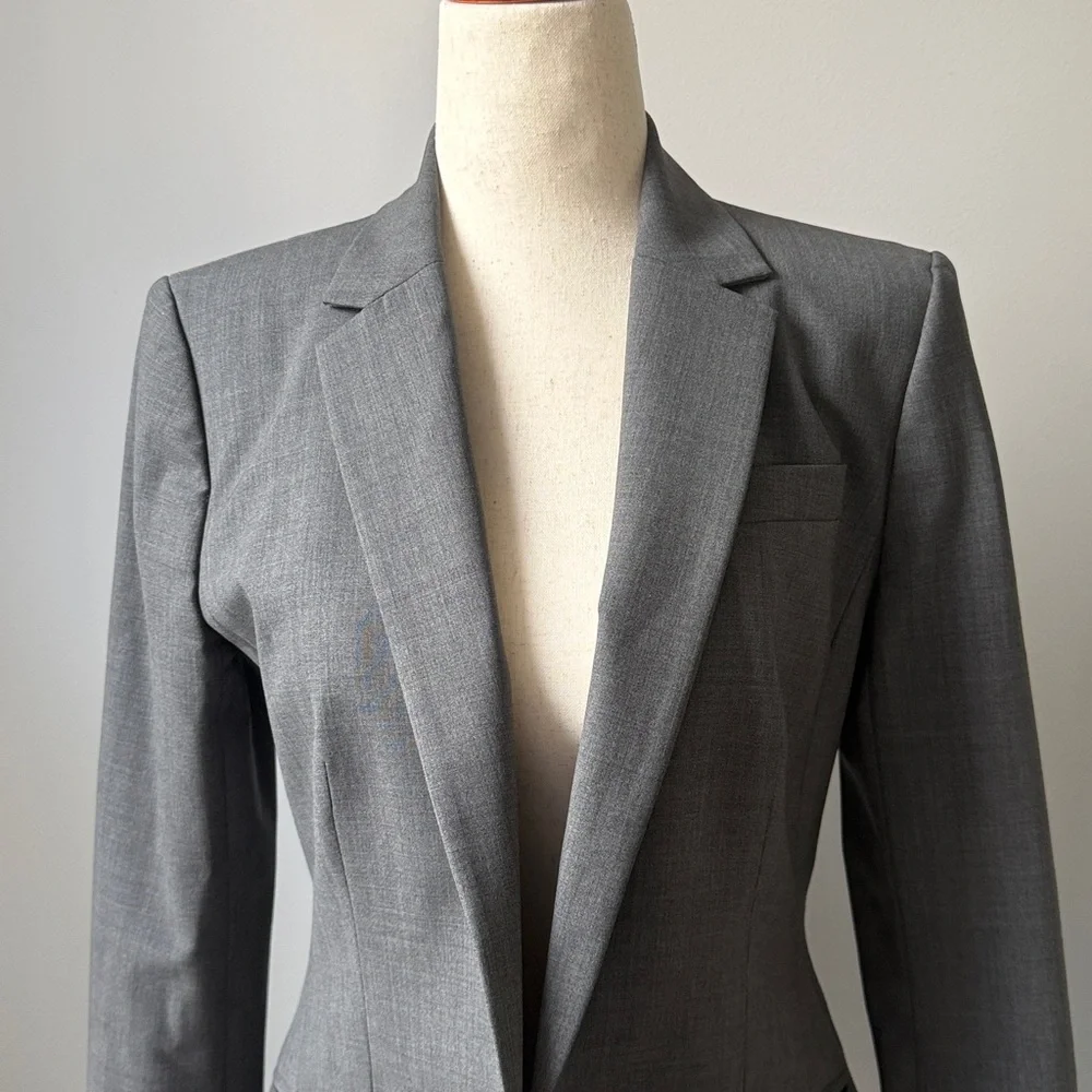 J. Crew Women's Gray Suit Jacket Single Breasted Blazer 8 Tollegno 1900 Wool